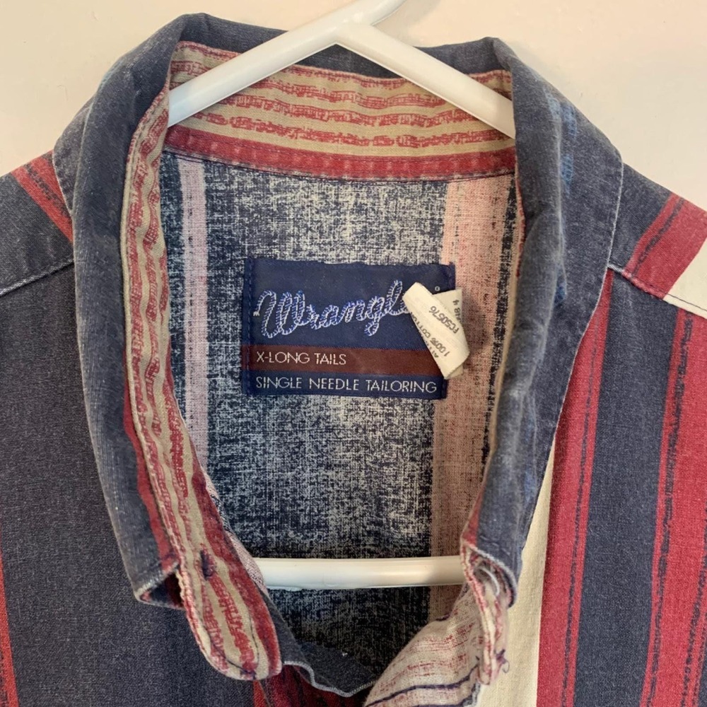 Wrangler X-Long Tails Western Shirt Mens 16.5x36 Striped Long Sleeve~Large Tall - Picture 7 of 12